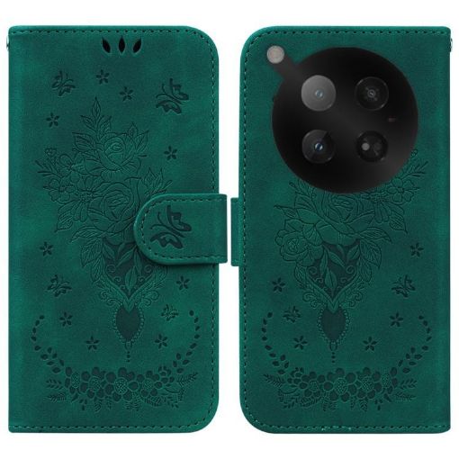 Infinix Zero 40 4G/5G Green Butterfly Rose Embossed Leather Case - 1