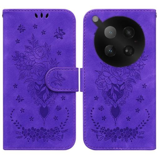 Infinix Zero 40 4G/5G Purple Butterfly Rose Embossed Leather Case - 1