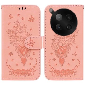 Infinix Zero 40 4G/5G Pink Butterfly Rose Embossed Leather Case - 1
