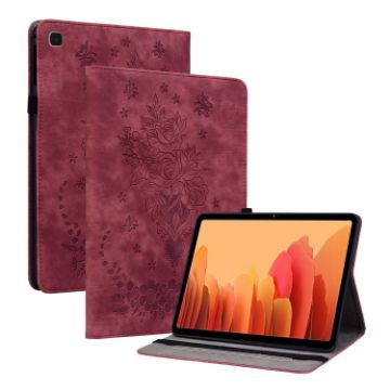 Samsung Galaxy Tab A7 10.4 2020 T500 Butterfly Rose Leather Case Red - 1