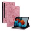 Samsung Galaxy Tab S9+ Pink Butterfly Rose Embossed Leather Case - 1