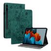 Samsung Galaxy Tab S9+ Green Butterfly Rose Embossed Leather Case - 1