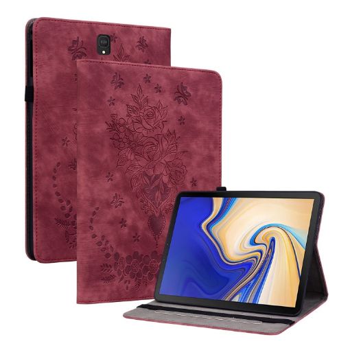 Samsung Galaxy Tab S4 10.5 SM-T830 Red Butterfly Rose Leather Case - 1