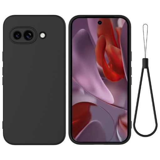 Google Pixel 9a Black Liquid Silicone Shockproof Phone Case - 1