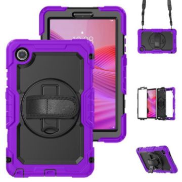 Lenovo Tab K9/One Silicone Hybrid Tablet Case with Strap - Purple - 1