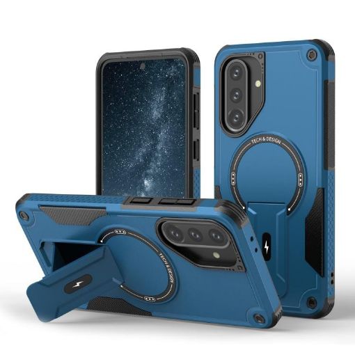 Samsung Galaxy A36/A56 5G Armor MagSafe Holder Phone Case Dark Blue - 1