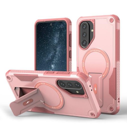 Samsung Galaxy A36/A56 5G Pink Armor MagSafe Holder Hybrid Phone Case - 1