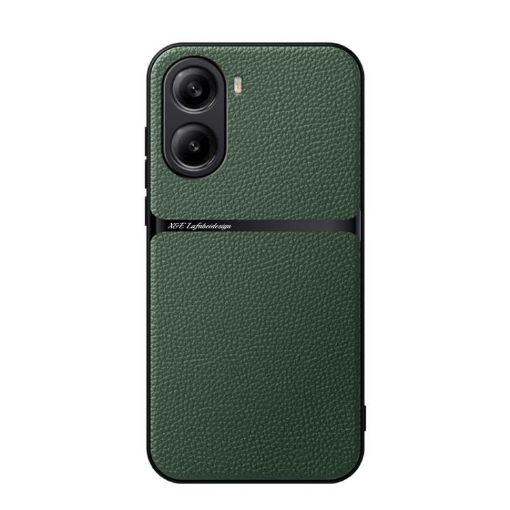 Redmi Turbo 4/Poco X7 Pro Litchi Leather Shockproof Case - Green - 1