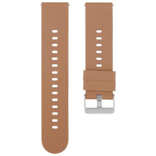 Brown 18mm Silicone Watch Band with Solid Color Steel Buckle - 1
