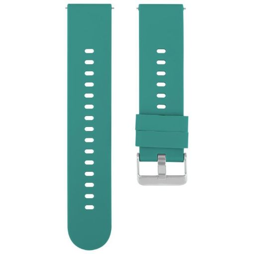 Dark Green 22mm Silicone Watch Band with Steel Buckle - 1