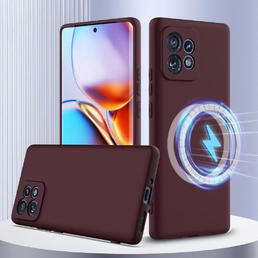 Motorola Edge+ 2023 Plum Shockproof Silicone Magsafe Phone Case - 1