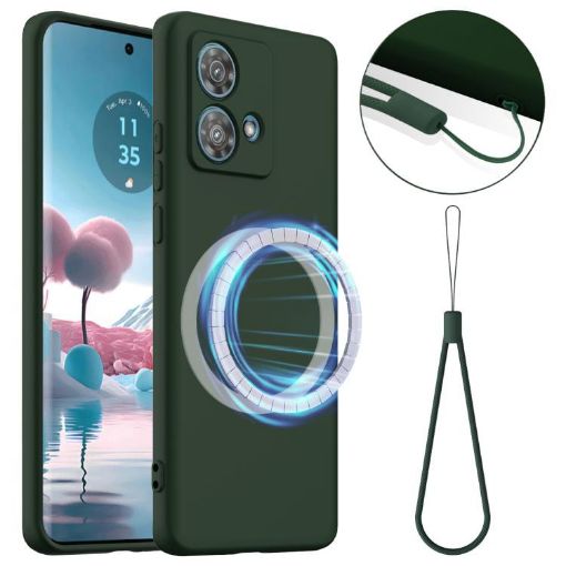 Motorola Edge 40 Neo Shockproof Silicone Magsafe Case - Dark Green - 1