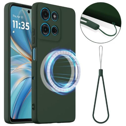 Moto G 2025 5G Shockproof Silicone Magsafe Case - Dark Green - 1
