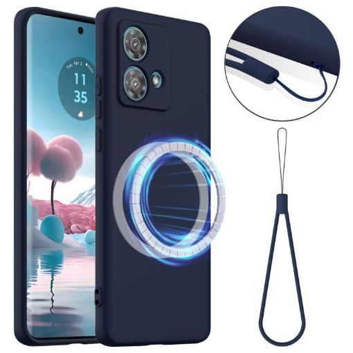Moto G84 Shockproof Silicone Magsafe Case - Navy Blue - 1