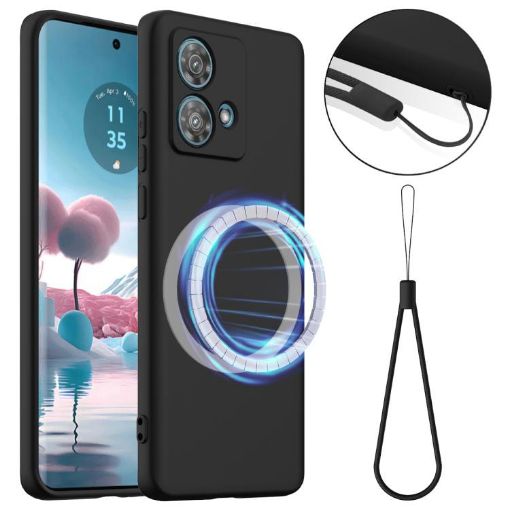 Motorola Moto G84 Shockproof Silicone Magsafe Case - Black - 1