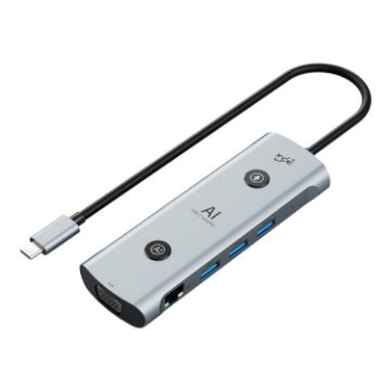 YCE V172 12-in-1 USB-C Hub Adapter AI Docking Station - Grey - 1