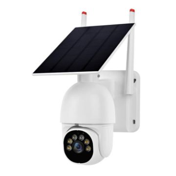 1080P HD WiFi Solar Surveillance Camera with Battery - Outdoor, White - 1