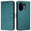 Vivo S30 Peacock Green RFID Leather Phone Case - Smile Embossing - 2