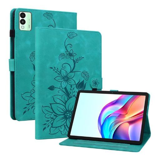 Tecno Megapad 11 Green Lily Embossed Leather Tablet Case - 1