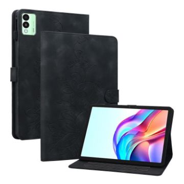 Tecno Megapad 11 Black Lily Embossed Leather Tablet Case - 1