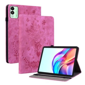 Tecno Megapad 11 Rose Red Butterfly Embossed Leather Tablet Case - 1