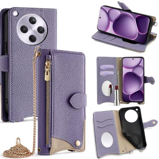 OPPO Find X8s+ Purple Crossbody Chain Fishtail Litchi Leather Case - 1