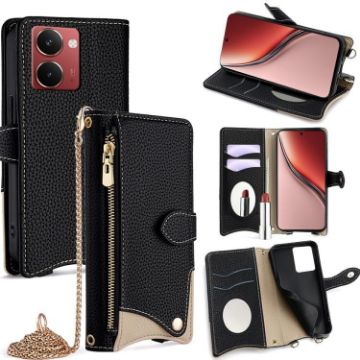 Realme P3 Ultra 5G Black Crossbody Chain Fishtail Litchi Leather Case - 1