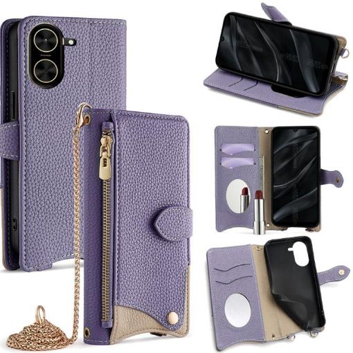 Redmi A5 4G Purple Crossbody Chain Fishtail Litchi Leather Case - 1