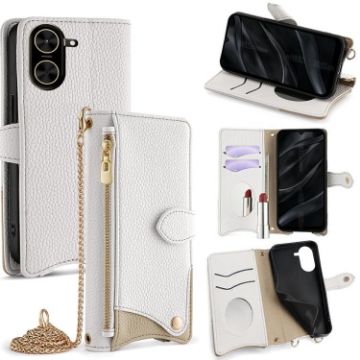 Redmi A5 4G White Crossbody Chain Fishtail Litchi Leather Case - 1