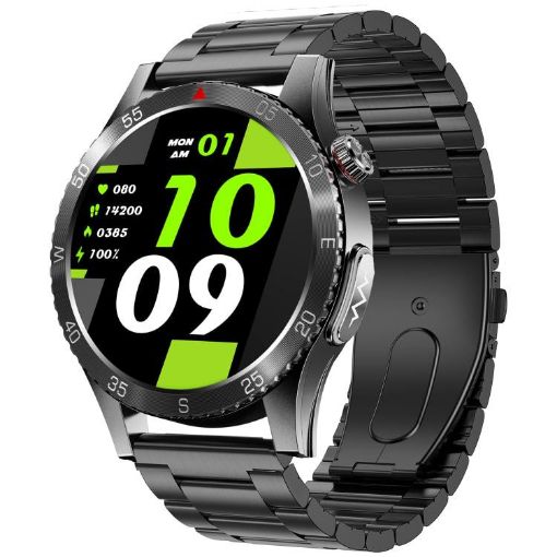 H9 1.43" Steel Strap ECG Smart Watch with Bluetooth Calls (Black) - 1