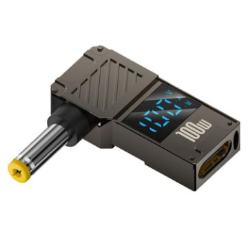 100W Type-C to DC5.5x1.7mm Charging Adapter with Digital Display - 1