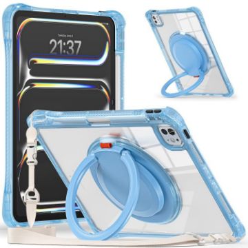 iPad Pro 13 2024 Case - Light Blue Rotation Ring Handle TPU Hybrid PC - 1