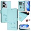 Realme 14 5G/14T 5G Mint Green RFID Leather Phone Case - Smile Embossing - 1