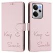 Realme 14 5G/14T 5G Pink RFID Leather Phone Case - Smile Embossing - 2