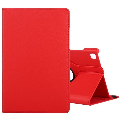 Samsung Galaxy Tab A7 T500 Red Litchi Texture 360 Rotating Leather Case - 1