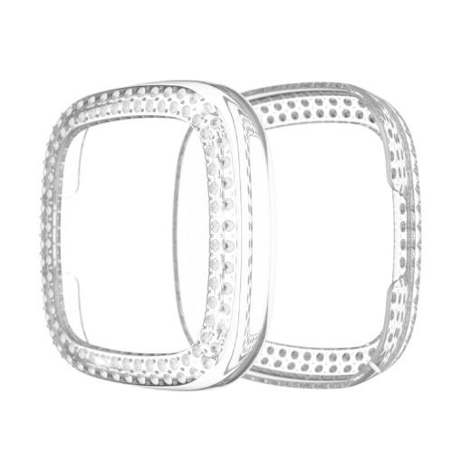 Fitbit Versa 3/Sense Double Row Diamond PC Case - Transparent Cover - 1