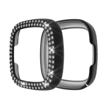 Fitbit Versa 3/Sense Double Row Diamonds PC Protective Case - Black - 1