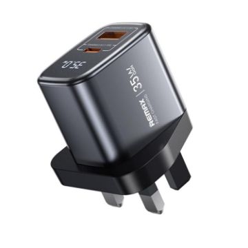 REMAX U2-AC 35W USB & Type-C GaN Fast Charger with Digital Display UK Plug - 1