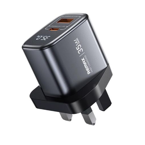 REMAX U2-AC 35W USB & Type-C GaN Fast Charger with Digital Display UK Plug - 1