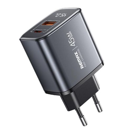 REMAX U2-AC 45W GaN Fast Charger USB & Type-C EU Plug Digital Display - 1
