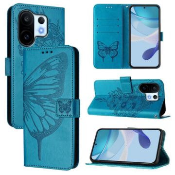 Vivo S30 Pro Mini Blue Embossed Butterfly Leather Phone Case - 1
