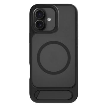 iPhone 16 Plus Kalebol MagSafe Tilt Holder Hybrid Case Black - 1