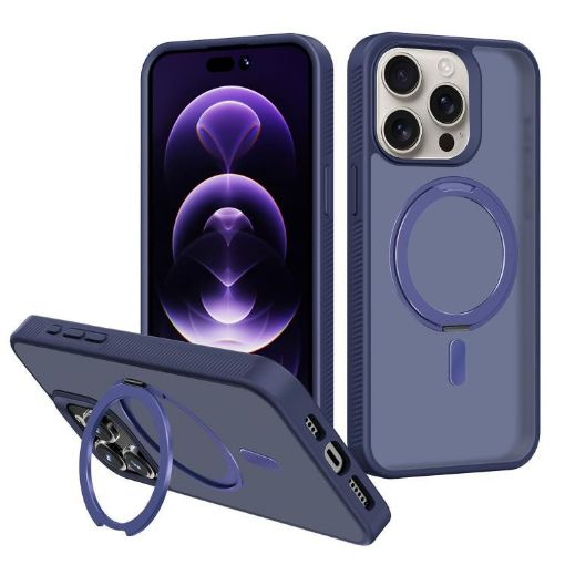 iPhone 15 Pro Max Kalebol MagSafe Rotating Holder Case - Blue - 1