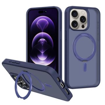 iPhone 13 Pro Kalebol Rotating Holder MagSafe Hybrid TPU Case Blue - 1