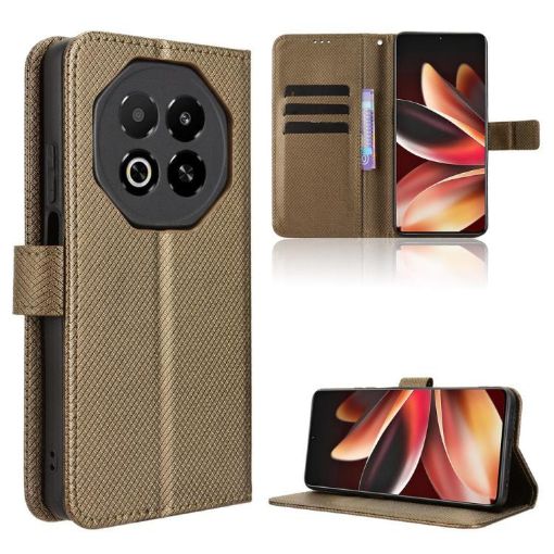 Meizu Note 16 5G Brown Diamond Texture Leather Phone Case - 1