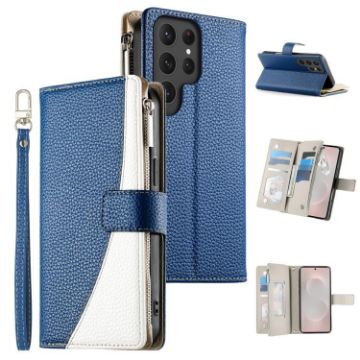 Samsung Galaxy S25 Ultra 5G Dark Blue Leather Wallet Case with Strap - 1