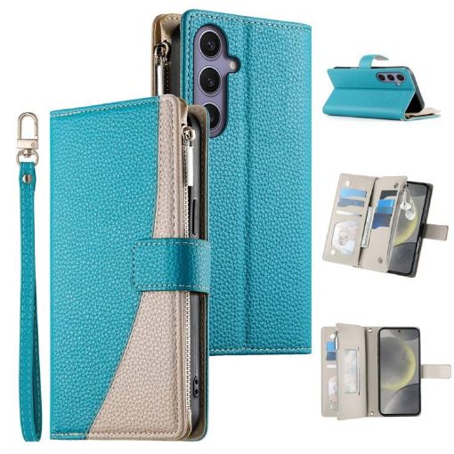 Samsung Galaxy S24+/S25+ 5G Blue Leather Wallet Case with Strap - 1
