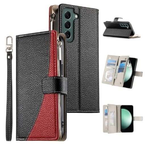 Samsung Galaxy S22+ 5G Leather Wallet Case with Strap - Black - 1
