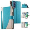Samsung Galaxy S21 FE 5G Blue Leather Wallet Case with Strap - 1
