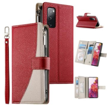Samsung Galaxy S20 FE Red Leather Wallet Case with Strap & Card Slots - 1
